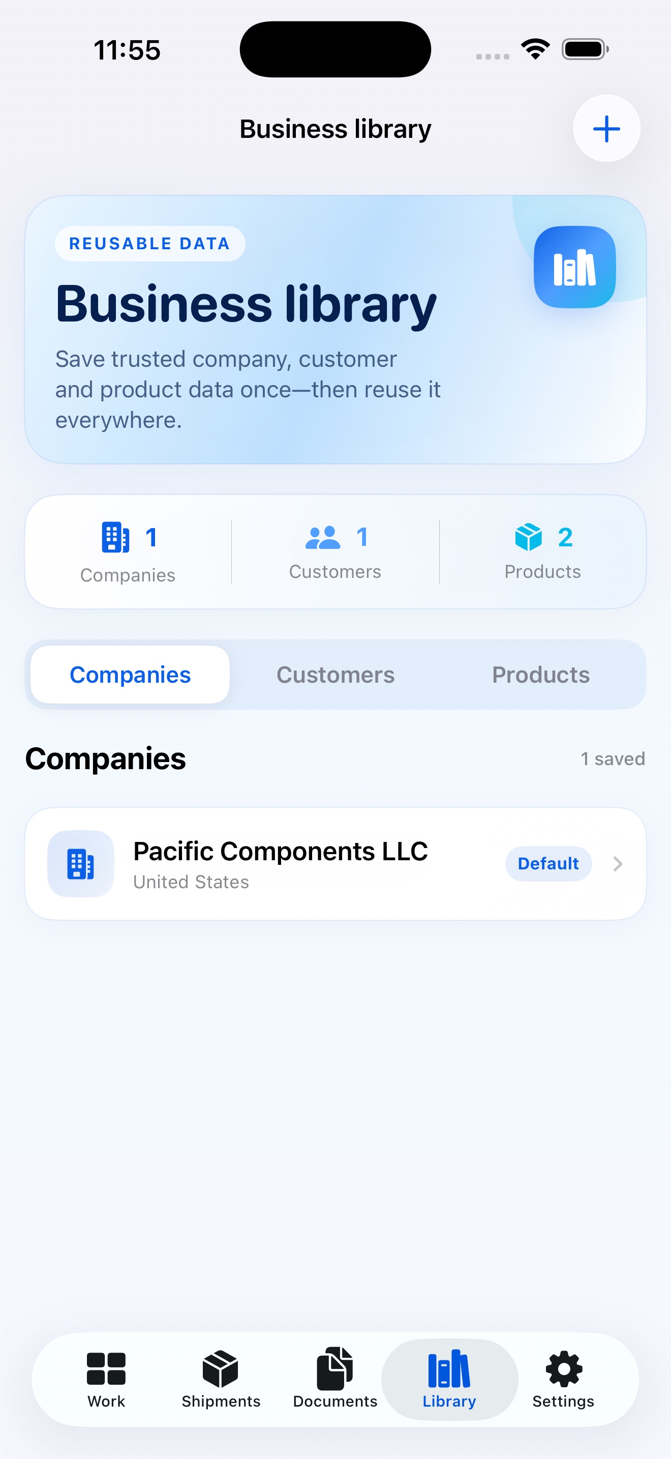 CargoQuill business library screen